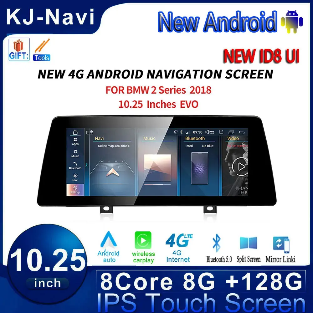 

10.25" For BMW 2 Series F45 F46 2018 EVO Android 14 Car Multimedia Video Player Radio WIFI Navigation GPS Carplay 4G Lte