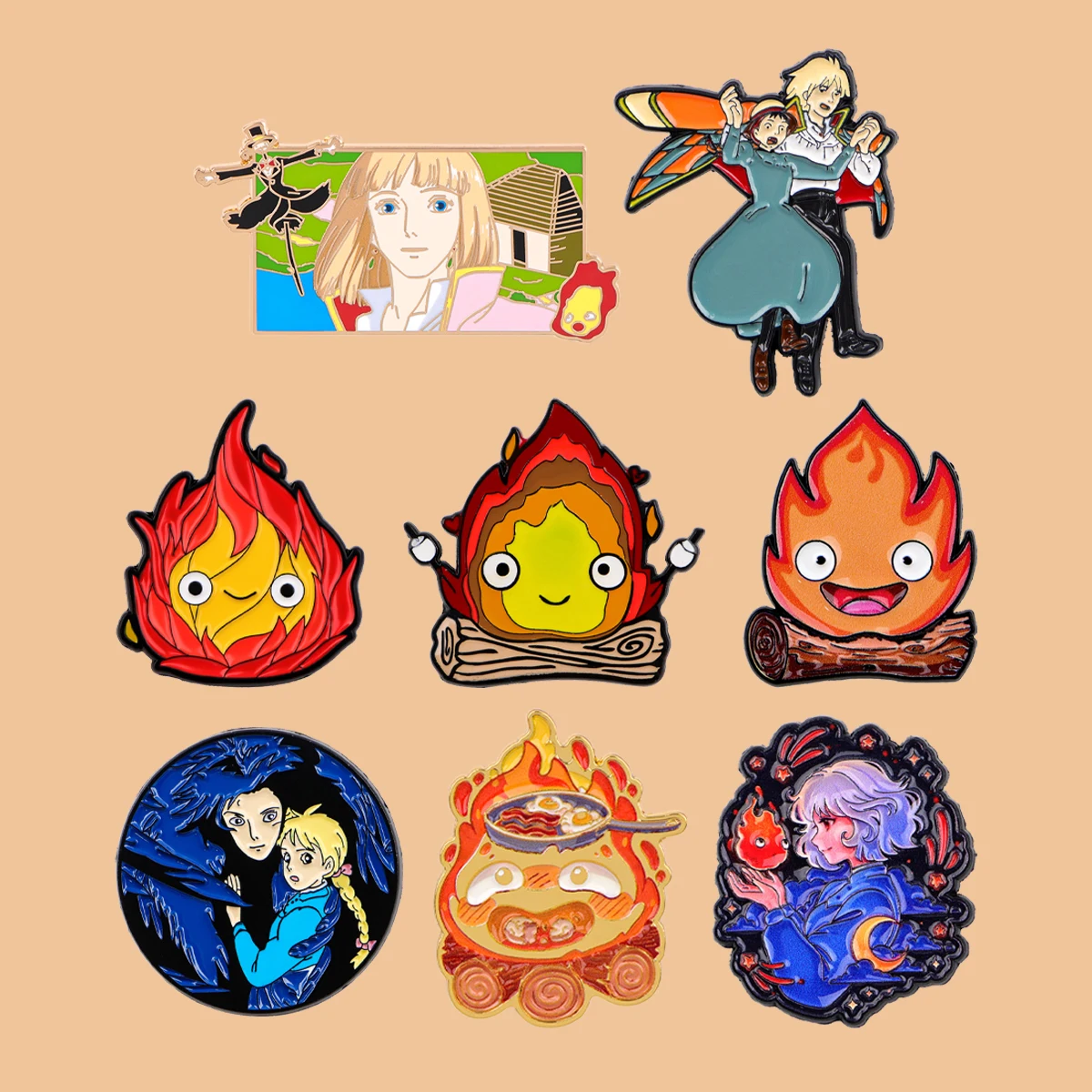 Lustige Cartoon Flamme Emaille Pins Anime Figuren Brosche Anstecknadel Abzeichen auf Rucksack Kleidung Accessoires Modeschmuck Kinder Geschenke