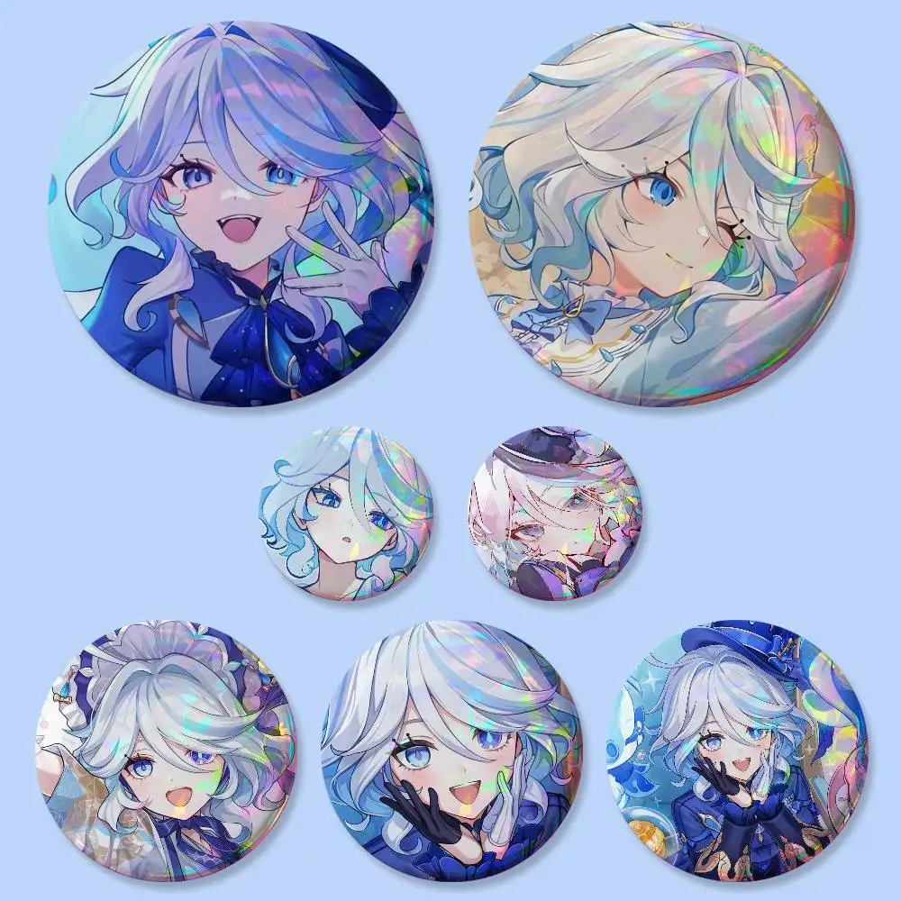 1pc Genshin Impact Furina Game Badges 25 32 44 58 75 Mm Round Cosplay Pin Bag Decor Fans Collect Friends Gifts Brooch Souvenir