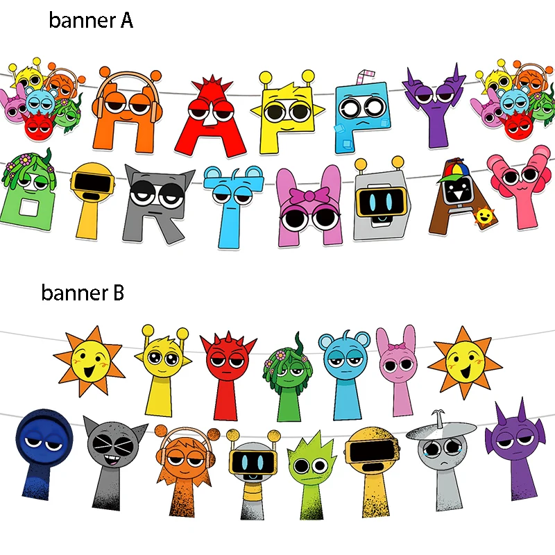Incredibox Sprunki موضوع بالون مجموعة الساخن لعبة موضوع الاطفال 1-9th حفلة عيد ميلاد الديكور صندوق إيقاع لوازم استحمام الطفل
