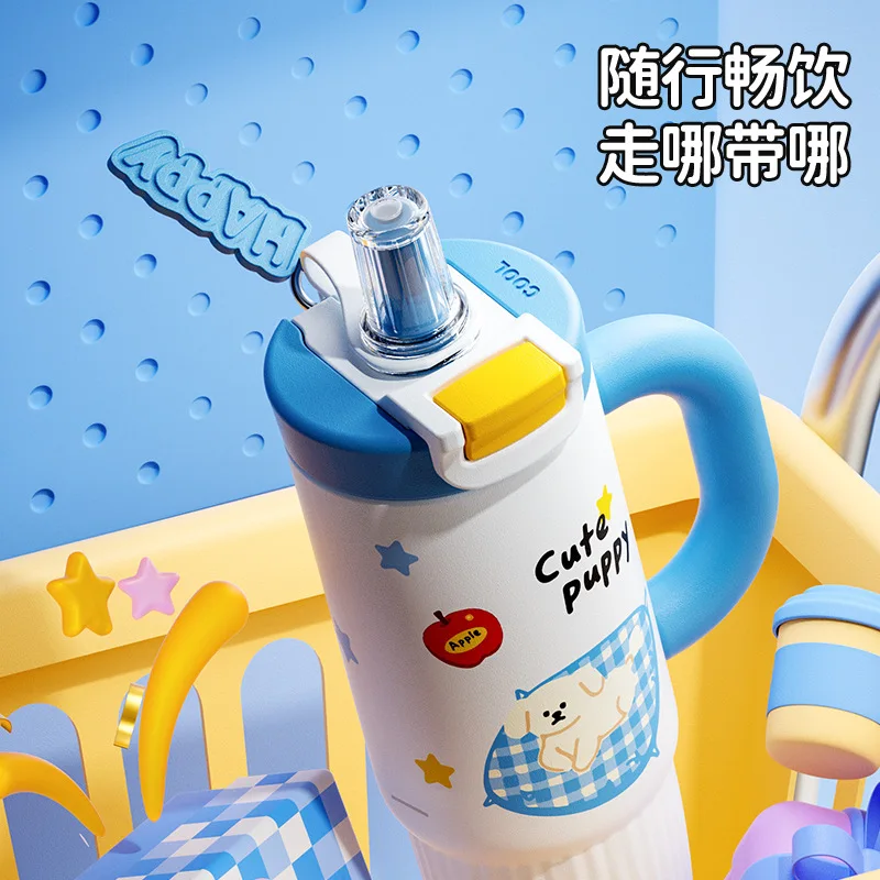 316 stainless steel thermos cup Big Mac car cold insulation Bingba straw water cup with handle