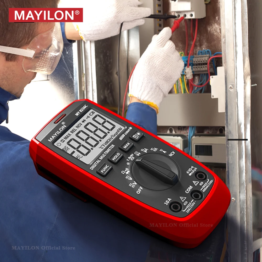 MAYILON MY8236A/B/C Multimeter Professional Digital AC/DC Ammeter Voltmeter Hz Ohm Meter Continuity NCV Electrical Multitester