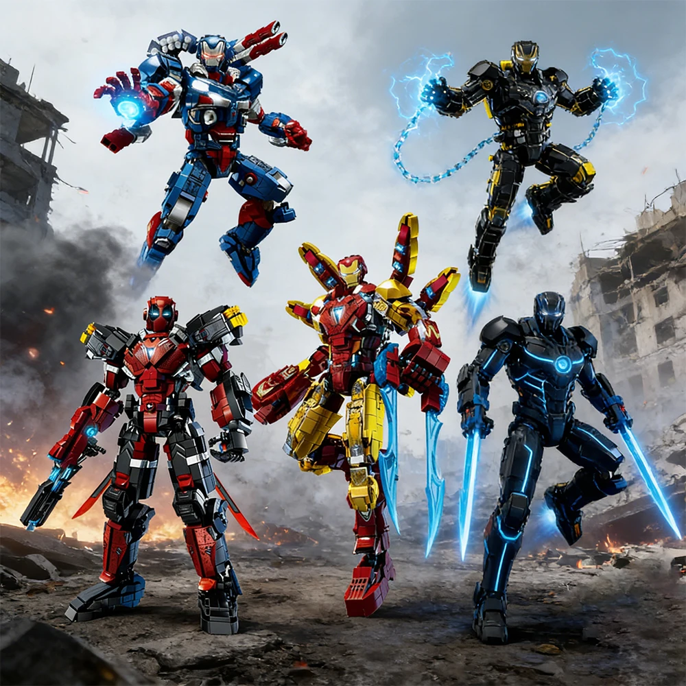 

Набор строительных блоков серии Marvel Superhero: Классическая модель Железного Человека Марк Меха из коллекции Avengers, развивающие кирпичики для детей, подарки