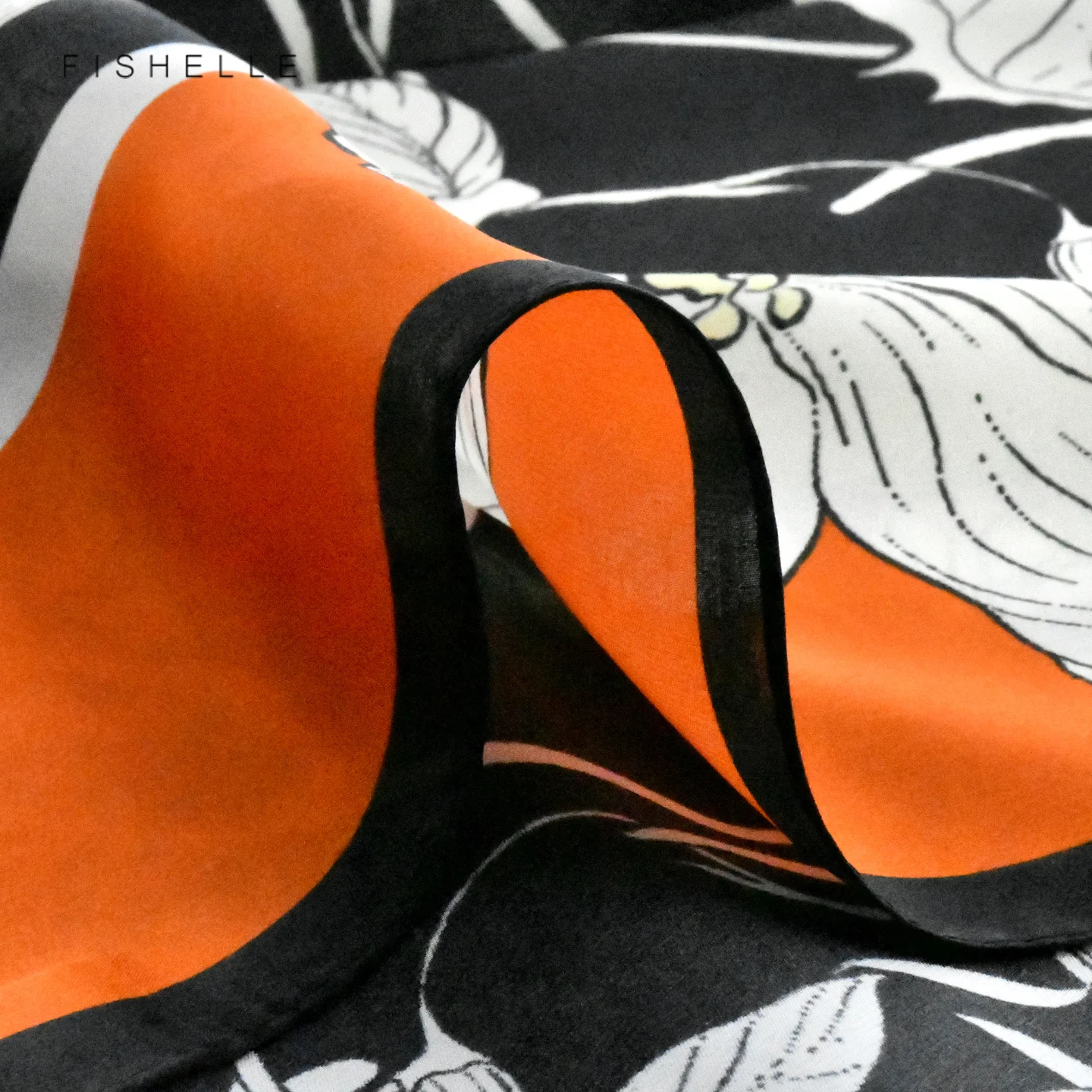 Orange Floral 100% Mulberry Silk Scarf Luxury Women Shawl Wrap Bandana 90cm Silk Satin Hijab Headscarf Neckerchief Foulard Gift view 6