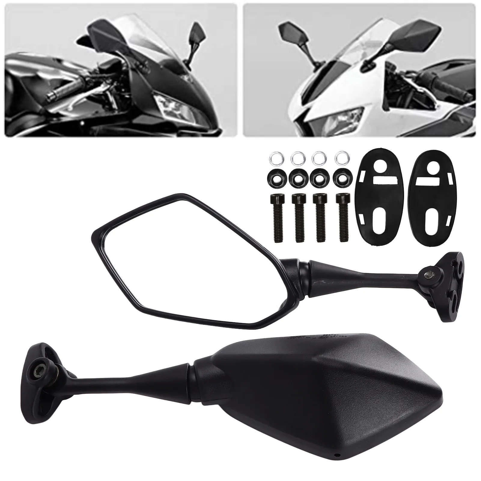 Pair Motorcycle Rearview Mirrors Left Right Replacement for CBR600RR CBR600 F4 F4I CBR1000RR CBR250R Motorbike Rearview Mirror view 4