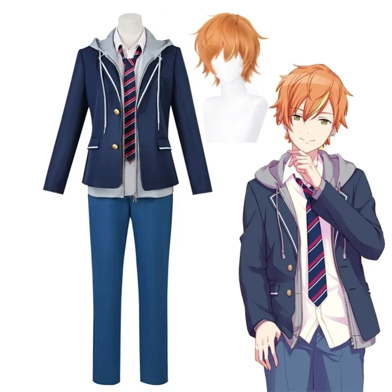 Wonderlands× Showtime Shinonome Akito cosplay Colourful Stage Feat School Uniform Role Play Wig Suit For Men Women