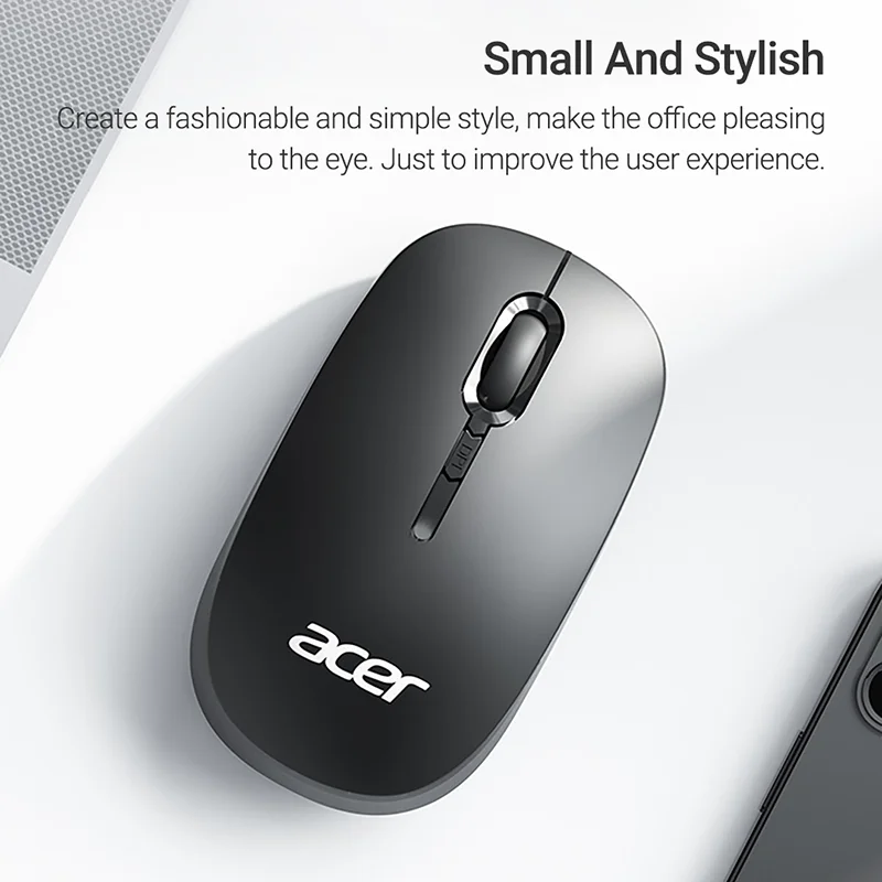 Acer เมาส์ไร้สาย2.4G แบบพกพาสำหรับธุรกิจสำนักงานเมาส์เงียบสำหรับเกมคอมพิวเตอร์ตั้งโต๊ะแล็ปท็อปโน้ตบุ๊คพีซี