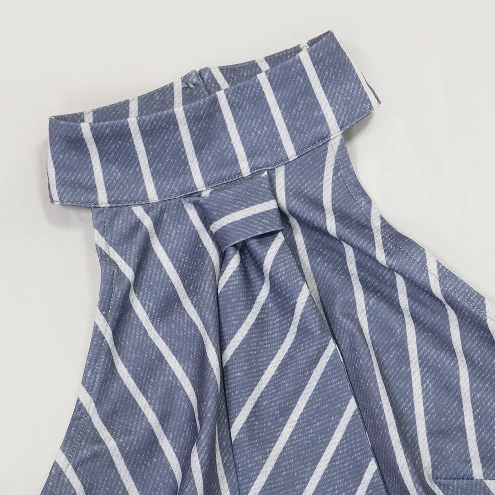 2 Pieces Shorts Sets Striped Printed Blouse Backless Sleeveless & Half Pants Skinny Sexy Ladies Summer 2025 New Outfits Sets Hot