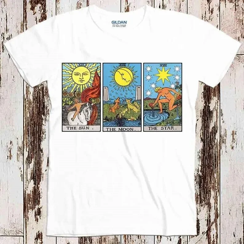 Tarot Cards Magic The Sun Moon Star Best Seller T Shirt Music Retro Top Tee Gift Cool Unisex 8631