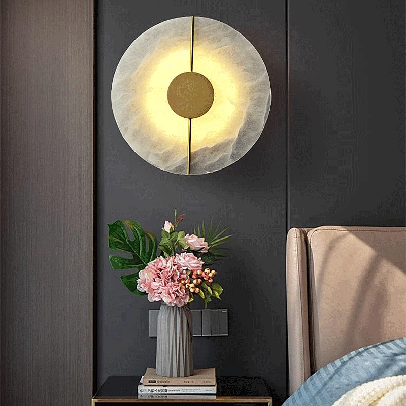 

High Quality Marble Wall Lamp Nordic Minimalist LED Stone Wall Light Living Room Dining Room Bedroom Background Wall Decor Light