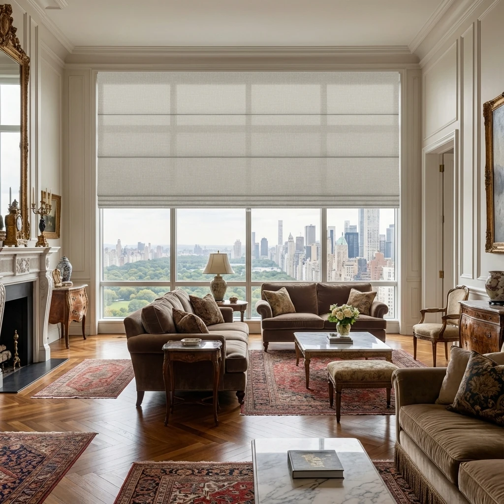 Luxurious Solid Cordless Roman Shades High Quality Hot Sale Roman Blinds Built-In Installation Type  for Living Room