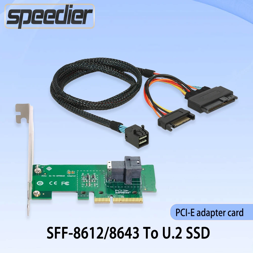 

Riser PCI-e 4x NVMe SFF-8612 Oculink Female / SFF-8643 Female to U.2 SSD SFF-8639 Кабель адаптерной карты 5 см Карта жесткого диска Дані