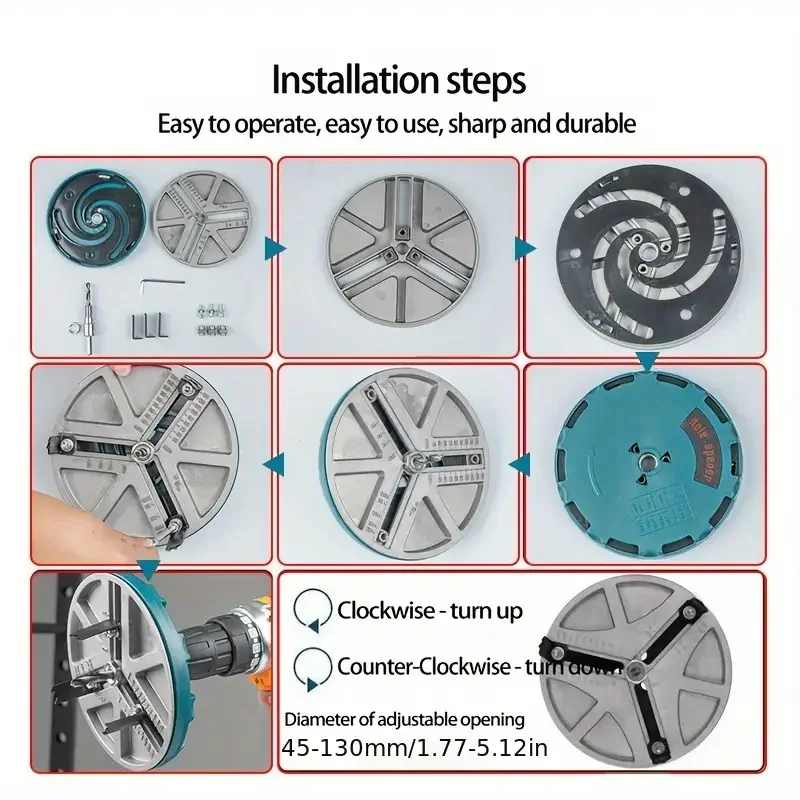 Imagem -05 - Abridor de Buraco Universal Multifuncional Ajustável para Carpintaria Placa de Gesso Plástico Alumínio Ferramenta de Perfuração Broca