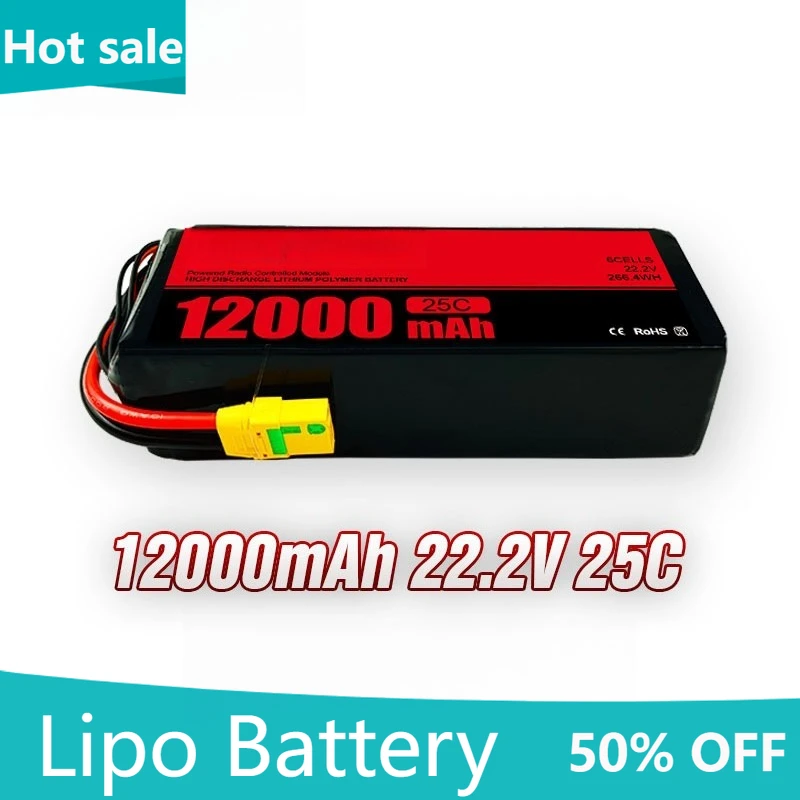 

12000mAh 6S 22.2V 25C LiPo Battery for RC Quadcopter Helicopter Cars Boats Drones Spare Parts Rechargeable Battery