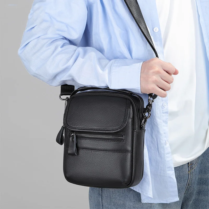 

Small Shoulder Bags Men Male Genuine Leather Crossobody Bag for Phone Waterproof Men's Mini Shoulder Bag Leather Message Bag