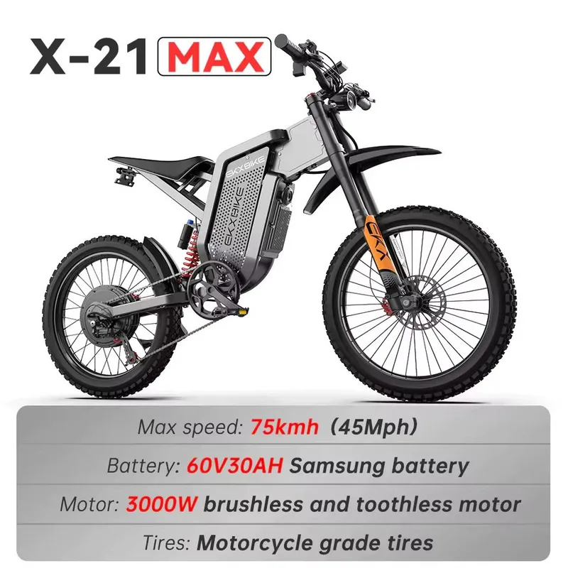 AUTHENTIC NE 2026 EKX X21 Max Electric Motorcycles 3000W Brushless Gearless Motors 60V30AH Lithium Battery Speed 85Kmh Adult Off