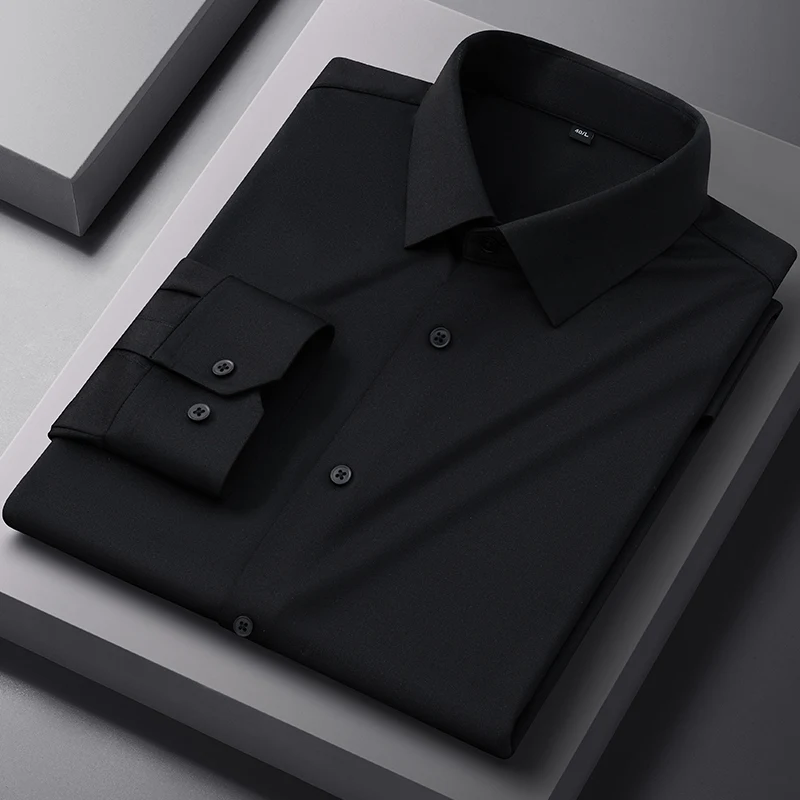 Hoge Stretch Anti-Rimpel Herenoverhemden Lange Mouwen Dress Shirts Heren Fit Sociale Business Blouse Sociaal Overhemd Herenkleding S-4XL