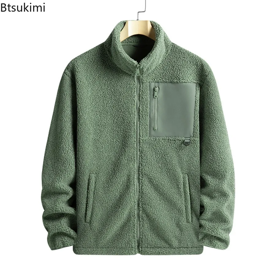 New Men's Outdoor Casual Sport Jackets Fashion All-match Autumn Winter Warm Polar Fleece Jackets Solid Stand Collar Couple Coats