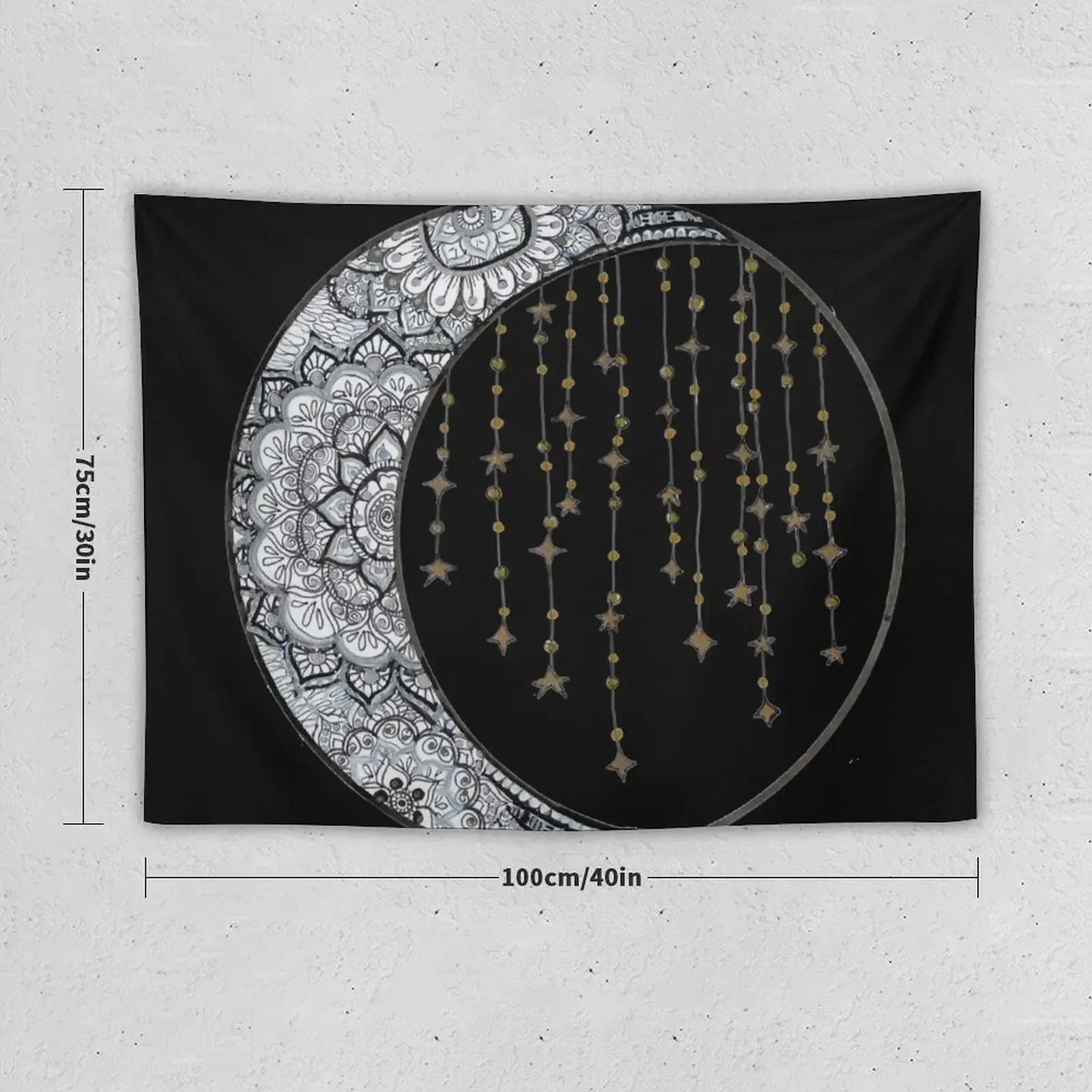 Star Strung Moon: glimmer (black backround) Tapestry Wall Decoration Carpet On The Wall Tapestry