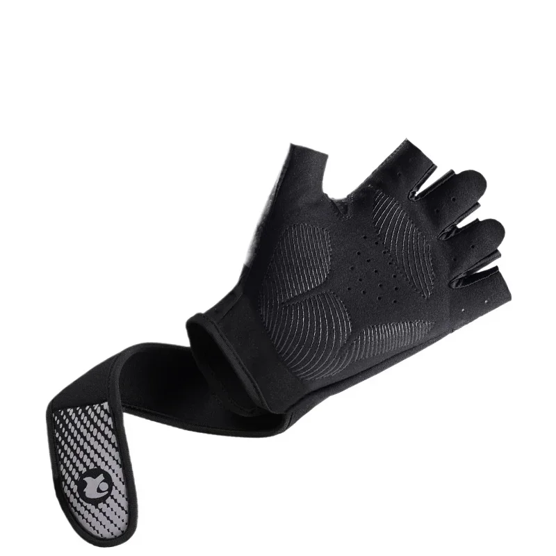 قفازات رياضية للنساء للرجال من مزيج النايلون قفازات تدريب منسوجة مع امتصاص الصدمات غير قابلة للانزلاق ودعم المعصم الممتد للياقة البدنية في صالة الألعاب الرياضية