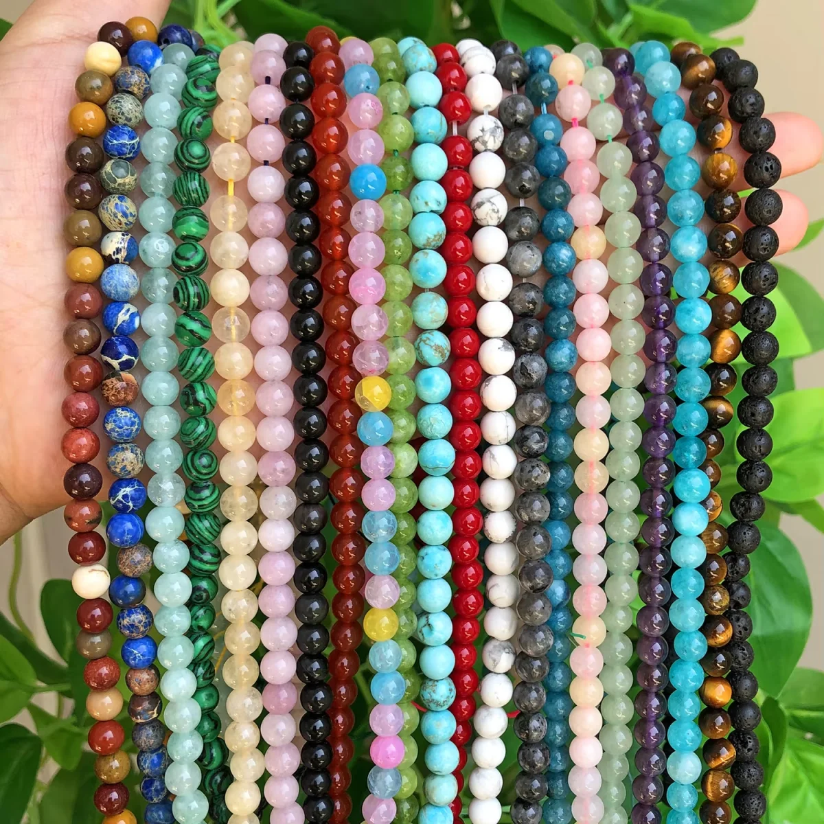 4 6 8 10MM Natural Stone Agate Obsidian Quartz Bead Round Loose Spacer Bead For Jewelry Making DIY Bracelet Necklace Accessories