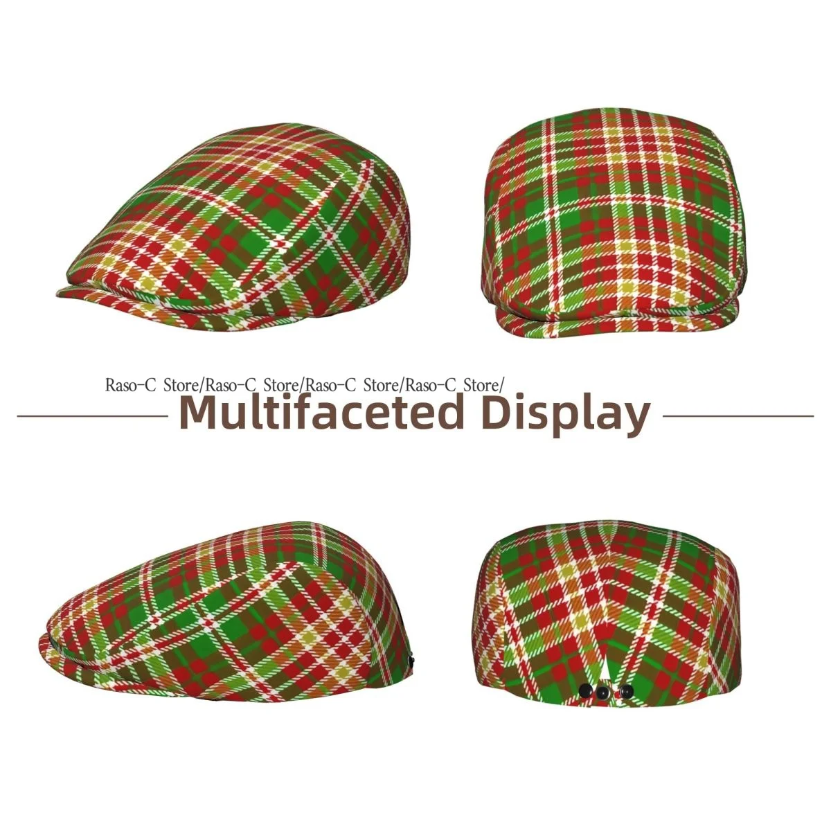 Tartan Plaid Pattern Men Women Newsboy Cap Classic Forward Hat Ivy Flat Cap Daily Hat