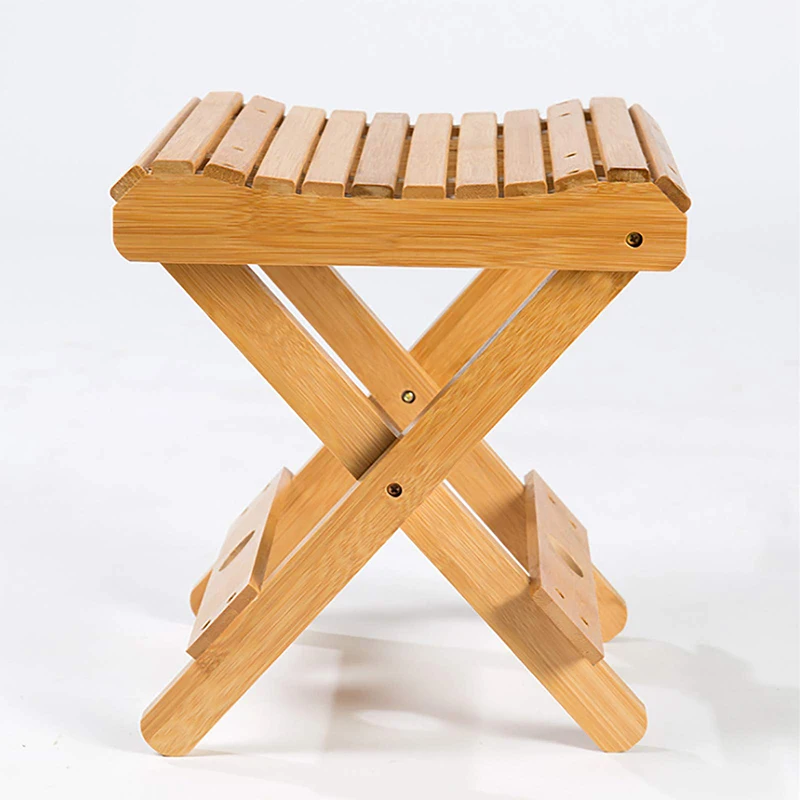 

Bamboo Cooler Stool Foldable Portable Small Round Stool Household Small Square Stool Travelling Outdoor Fishing Wooden Chair