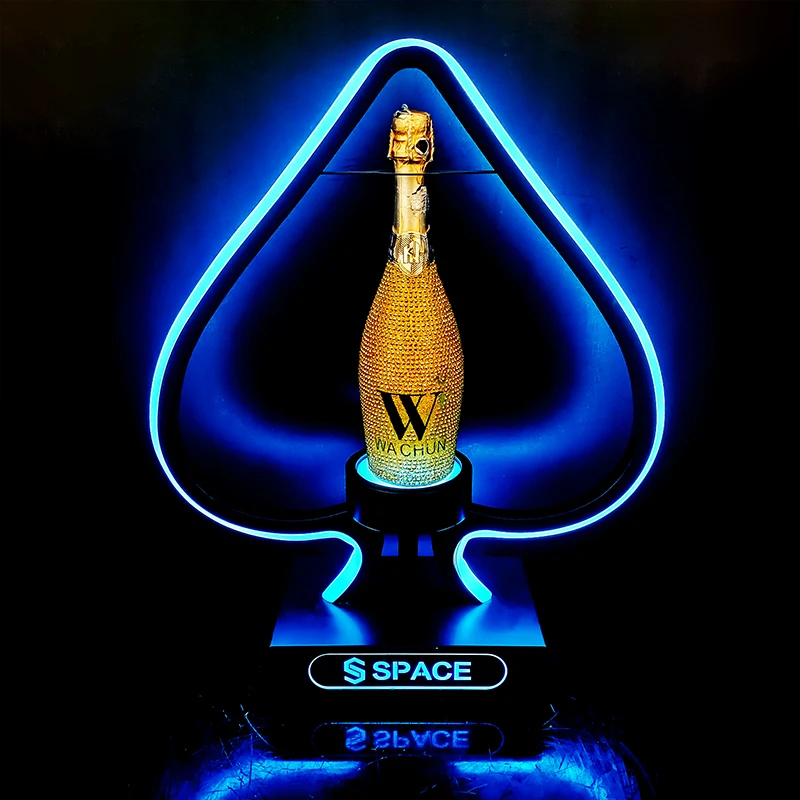 Bar Custom Vip Board Wine Bottle Base Led Rgb ace of spades Rechargeable bottle glorifier Acrylic Wine Bottle Presenter