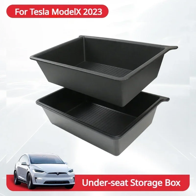 Underseat Storage Box for Tesla Model X Car Seats Push Pull Drawer TPE Hidden Storage Boxes Car Interior Accessories ModelX 2023