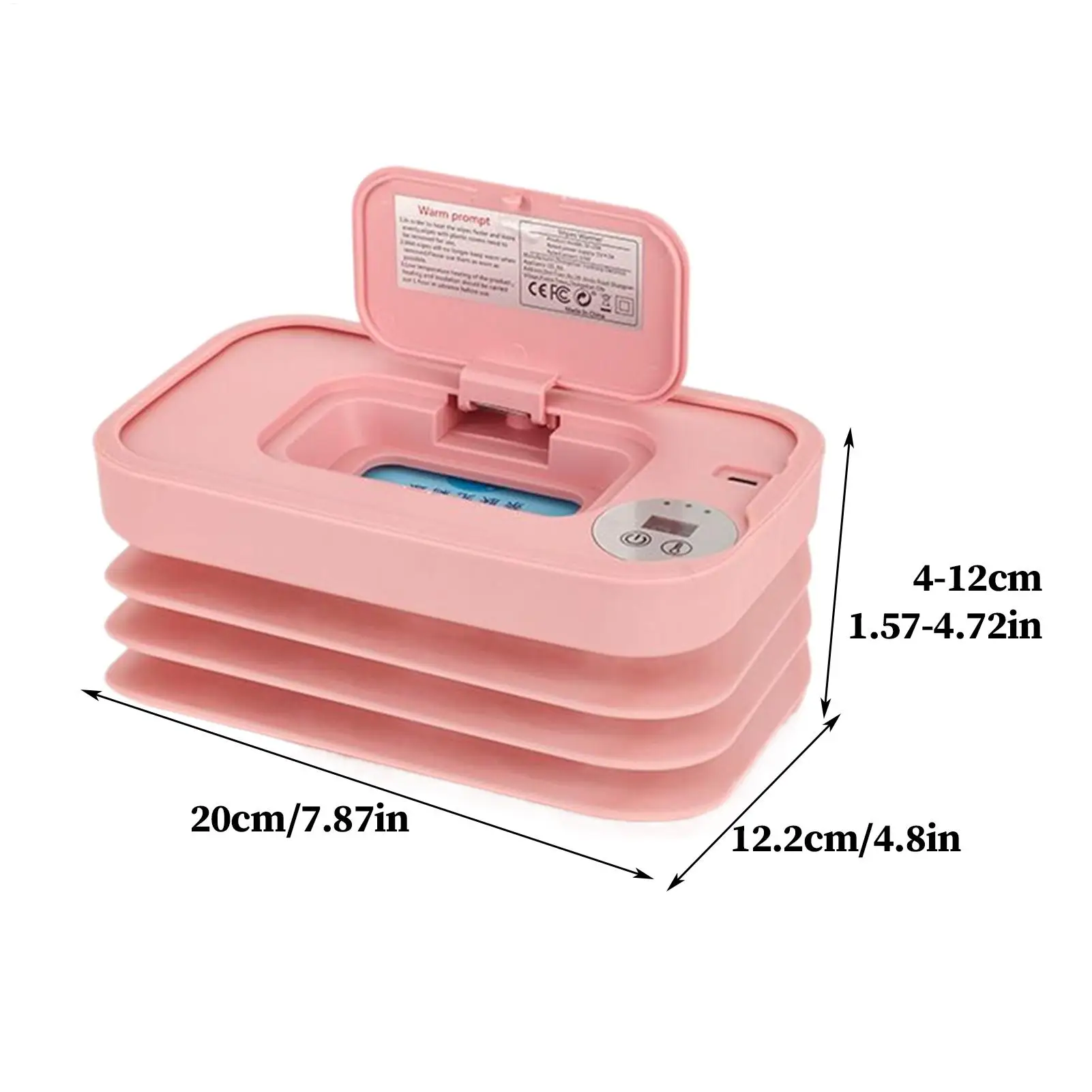 Baby Wet Wipe Warmer Folding Diaper Wipe Warmer & Dispenser for Traveling USB Charging Baby Supplies for Camping Car Road trips