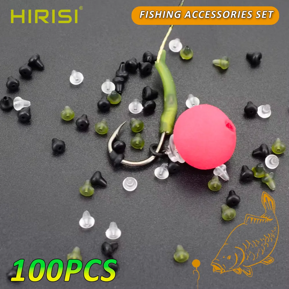 

Hirisi 100pcs Rubber Beads Fishing Rigs for Carp Fishing Hook Stopper Terminal Tackle Accessories