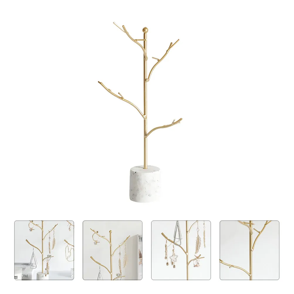 

1Pcs Multi-Functional Tree Jewelry Display Stand Alloy Resin Hanging Holder for Earrings Necklaces Bracelets Decorative
