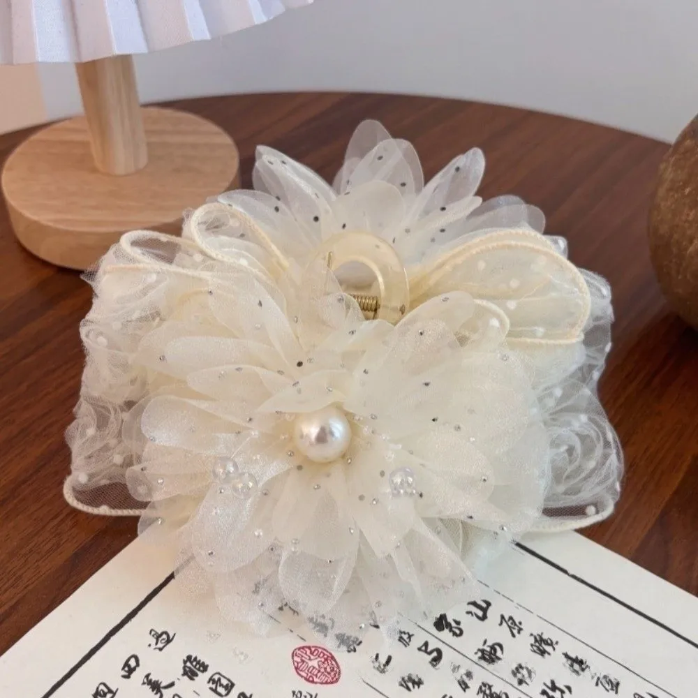 

Модная заколка-краб для волос с розой, элегантная, объемная, с бусинами и кисточками, большая заколка-краб в форме акулы, аксессуары для волос, свадебные