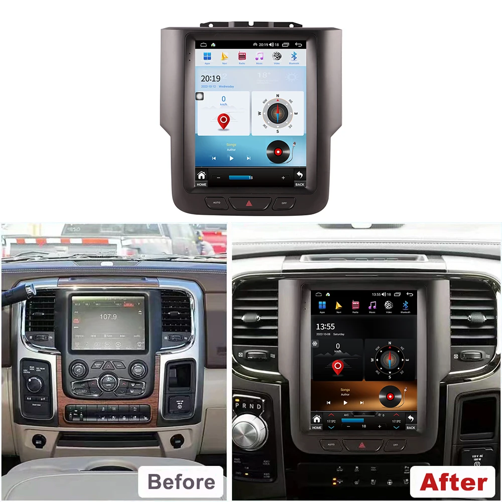 For Dodge RAM 2011-2019 Android 13 Car Radio Stereo Multimedia Player Carplay Auto 4G Bluetooth GPS Navigation