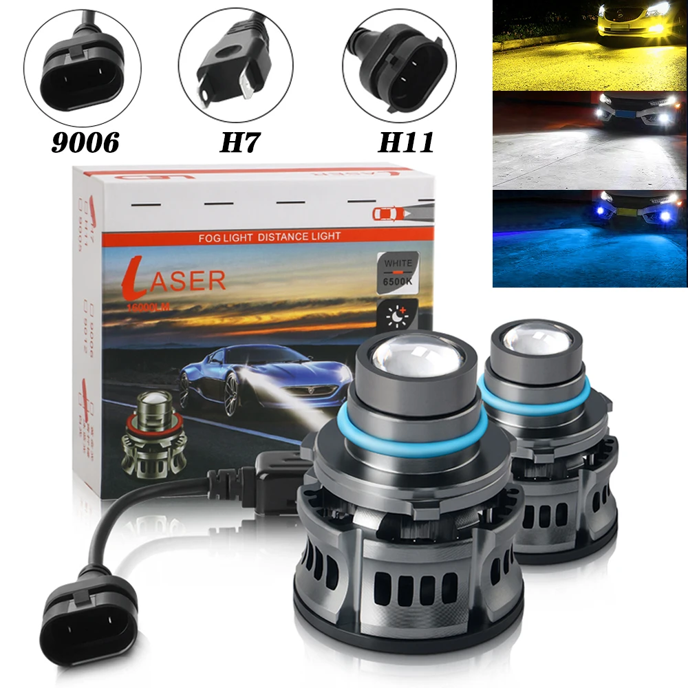 Laser Lens H7 Led Headlight Bulb H11 Headlamp 9005 HB3 9006 HB4 Projector Fog Lights Automotive 12V Turbo Driving Running Lamps