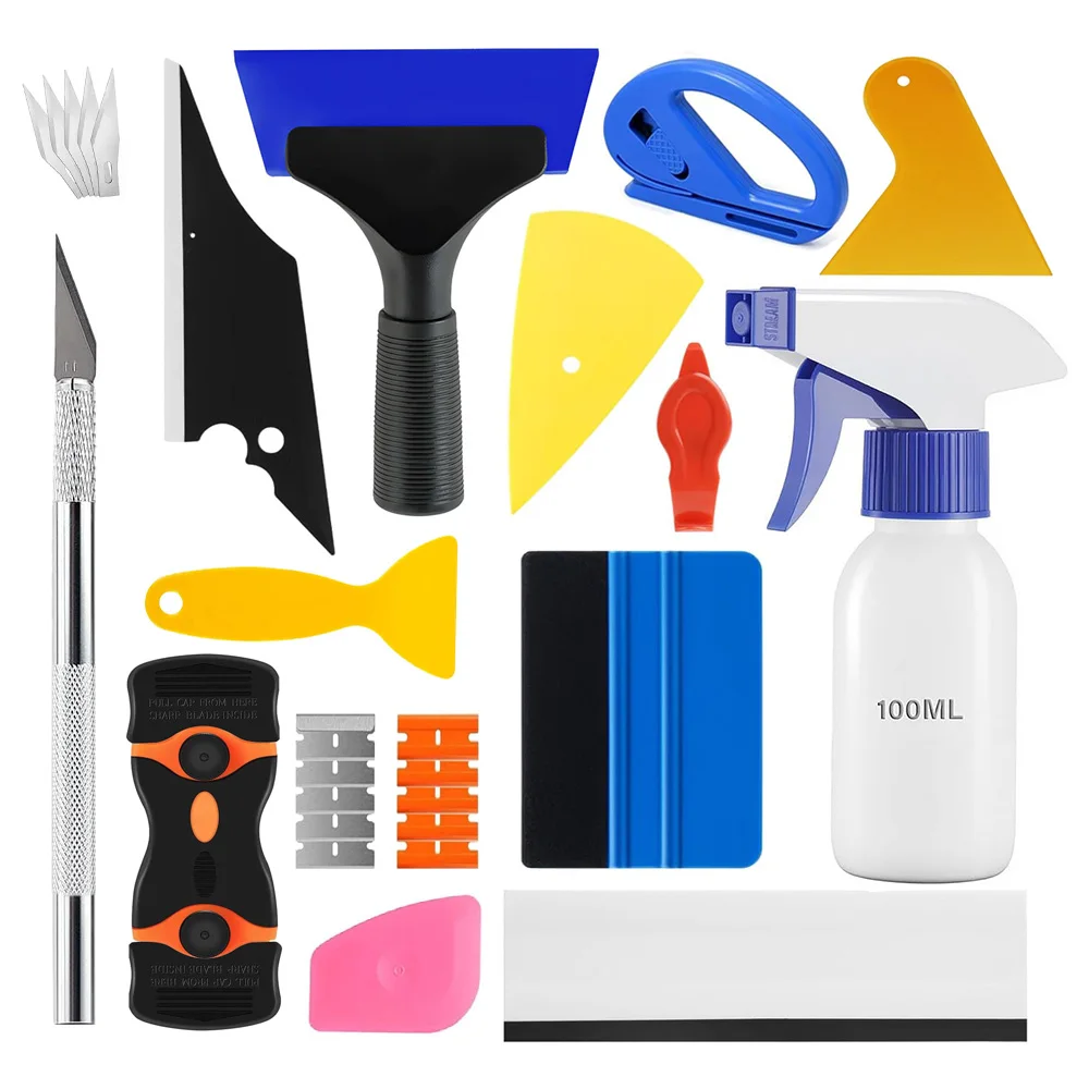 Kit de Película Protetora para Janelas NeoWrap, Ferramenta de Aplicação de Vinil para Carros, Espátula para Instalação de Película Protetora de Vidro, Frasco Spray de 100ml, Raspador de Película, 10-28 Peças