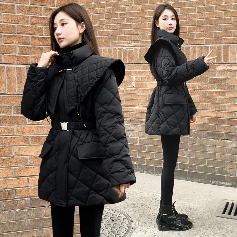 

Down Cotton Jacket Women 2023 New Fashion Slim Elegant All-match Padded Coat Female Autumn Winter Long Large Size Warm Paraks