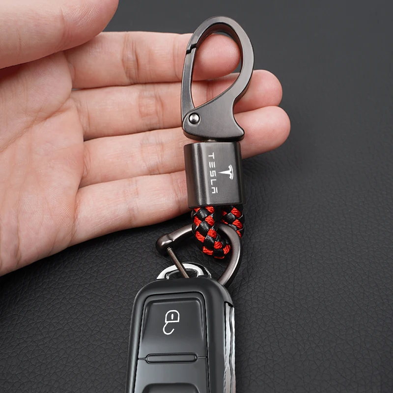 الجلود حبل سيارة المفاتيح حلقات المفاتيح كيرينغ ل تسلا 3 Y نموذج S X Cybertruck juguete Bonina رودستر لفائف السيارات عدة اكسسوارات #4