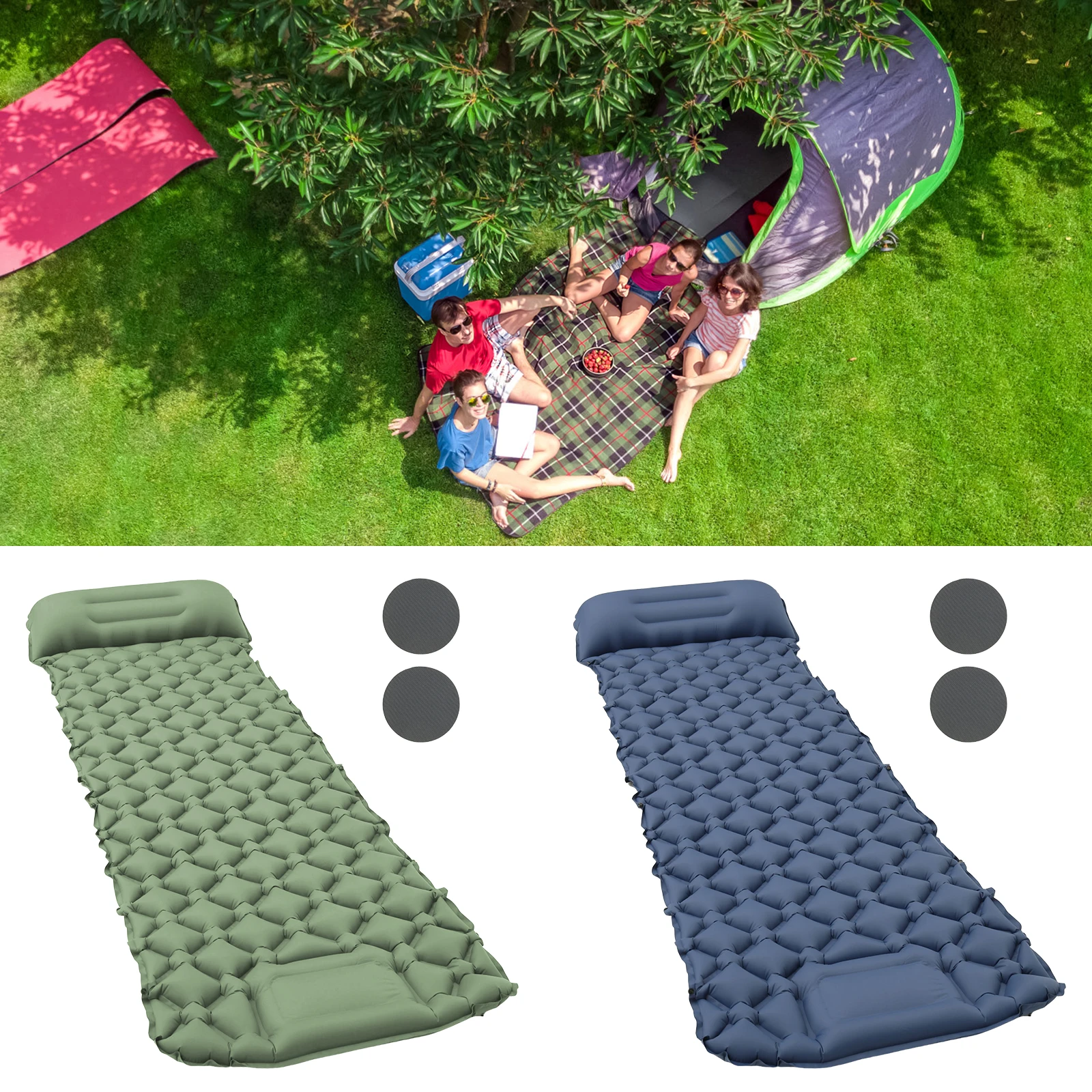 

Outdoor Camping Sleeping Pad Folding Inflating Bed Sleeping Pad with Storage Bag Ultralight Travel Air Mat Built-in Foot Pump