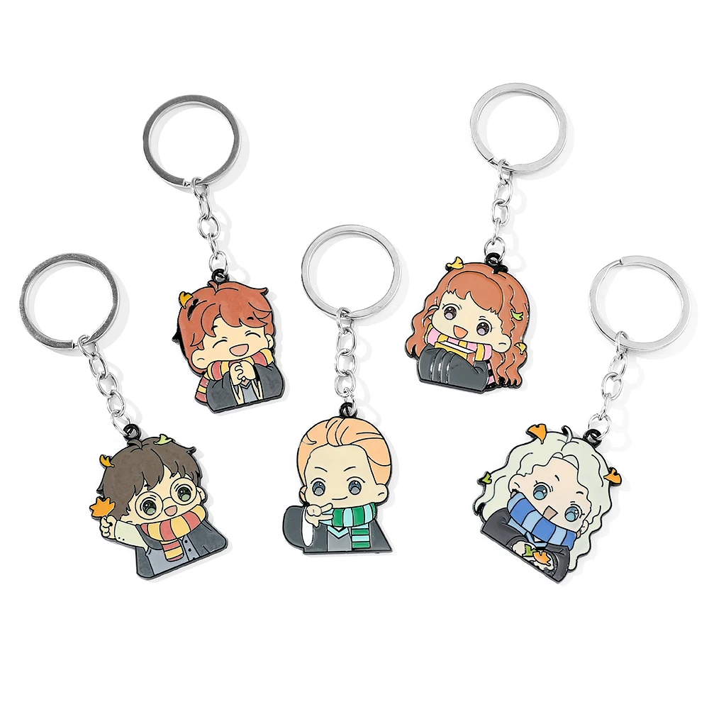ファン、金属製のキーホルダー、カワイイファッションジュエリー、バッグペンダント、アクセサリー、かわいいギフト用の漫画のフィギュア付きハリーポッターキーホルダー