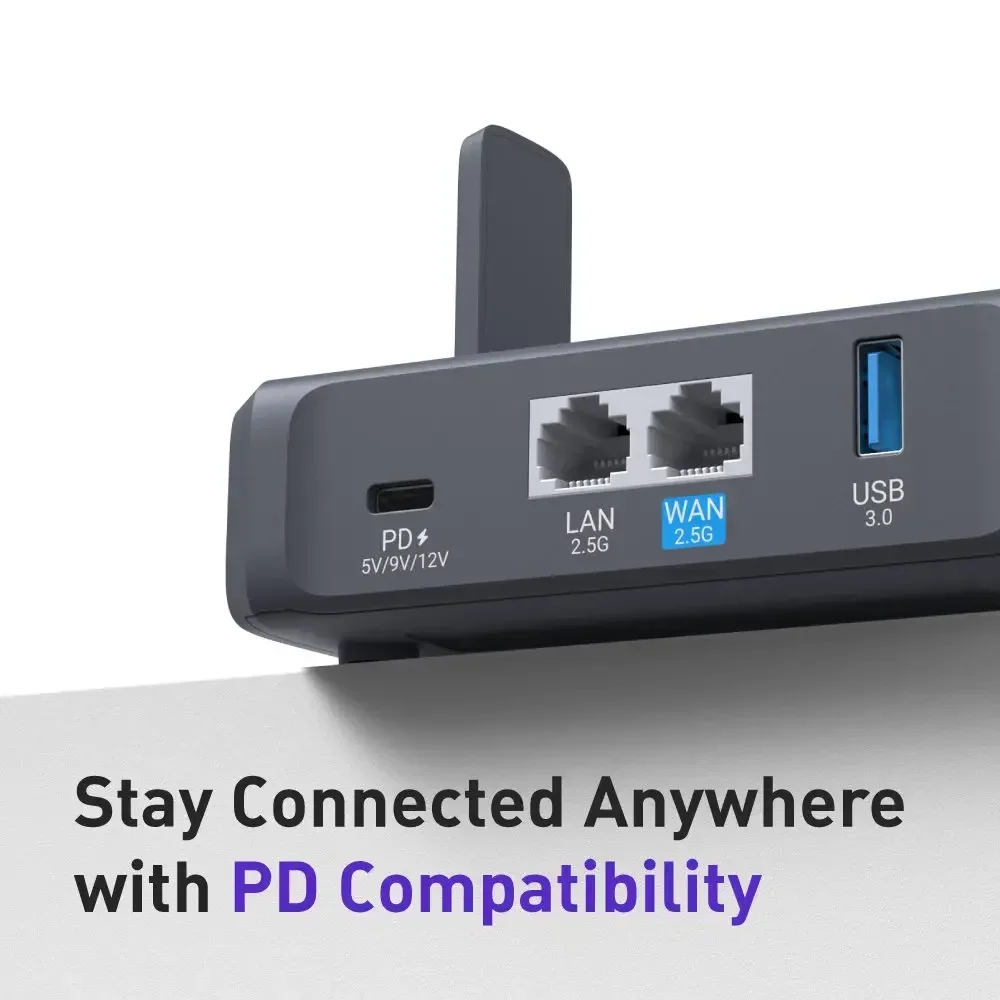 GL.iNet GL-BE3600 (لوحة 7) Enrutador Wi-Fi 7، puertos duales de 2,5 G، pantalla tactil، punto de acceso para juegos de3570 Mbps