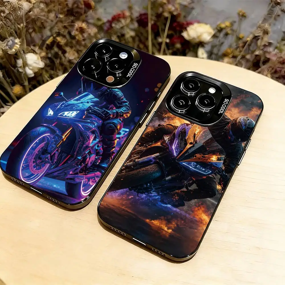 

Motorbike Cool Kid Phone Case For iPhone 17,16,15,14,13,12,11 Plus,Pro Max,XS,Colorful Silver Phone case Funda Cover