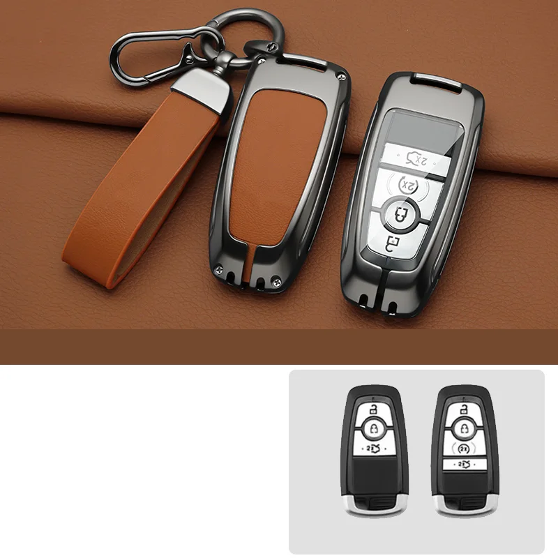 

For Lincoln Corsair Nautilus Aviator Navigator Continental Aluminum Alloy Car Key Case Shell Keychain Keyring Car Key Cover