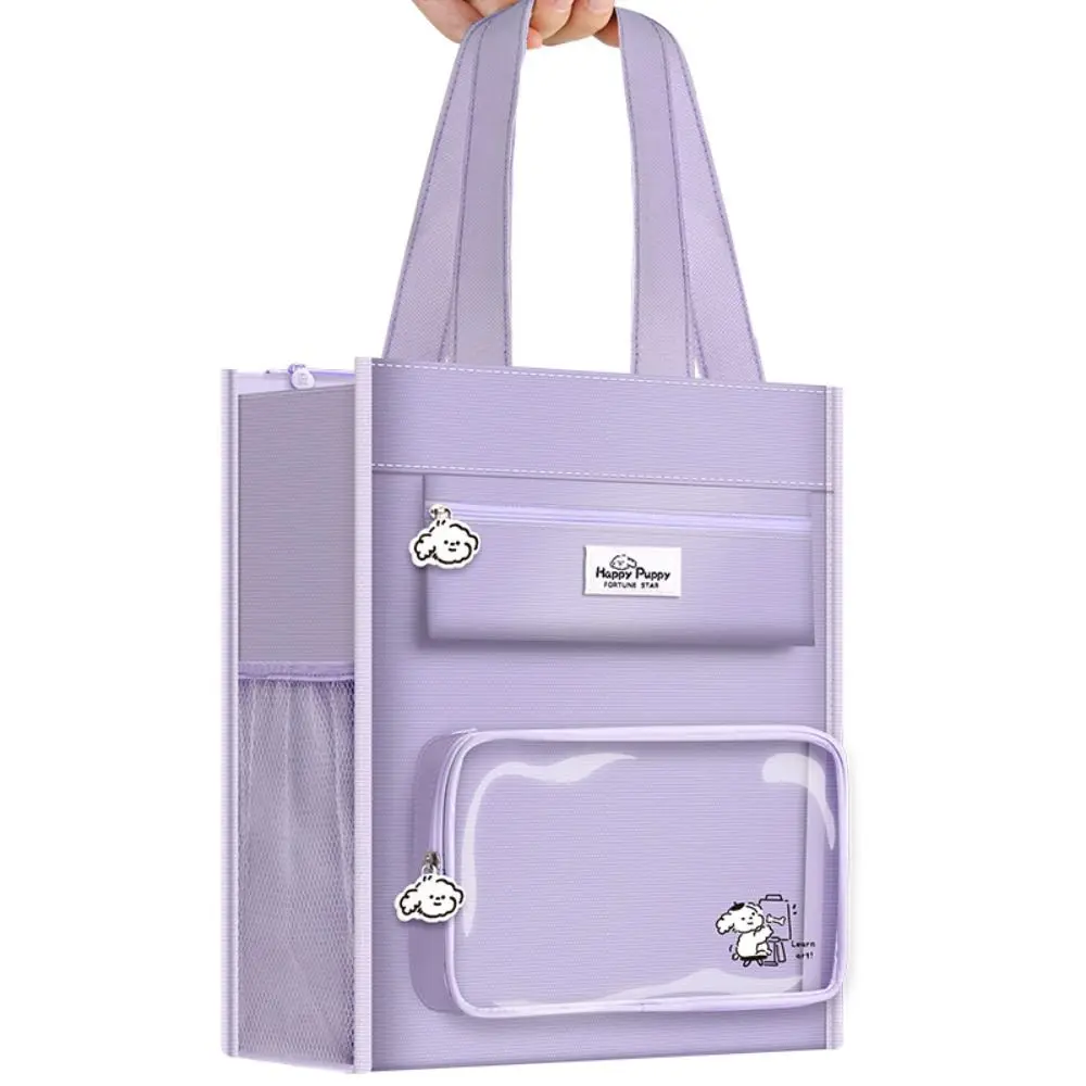 

Canvas Student Tote Bag Multi-pocket Large Capacity Hand-held School Bag Coin Purse Trendy Canvas Storage Handbag Office Worker
