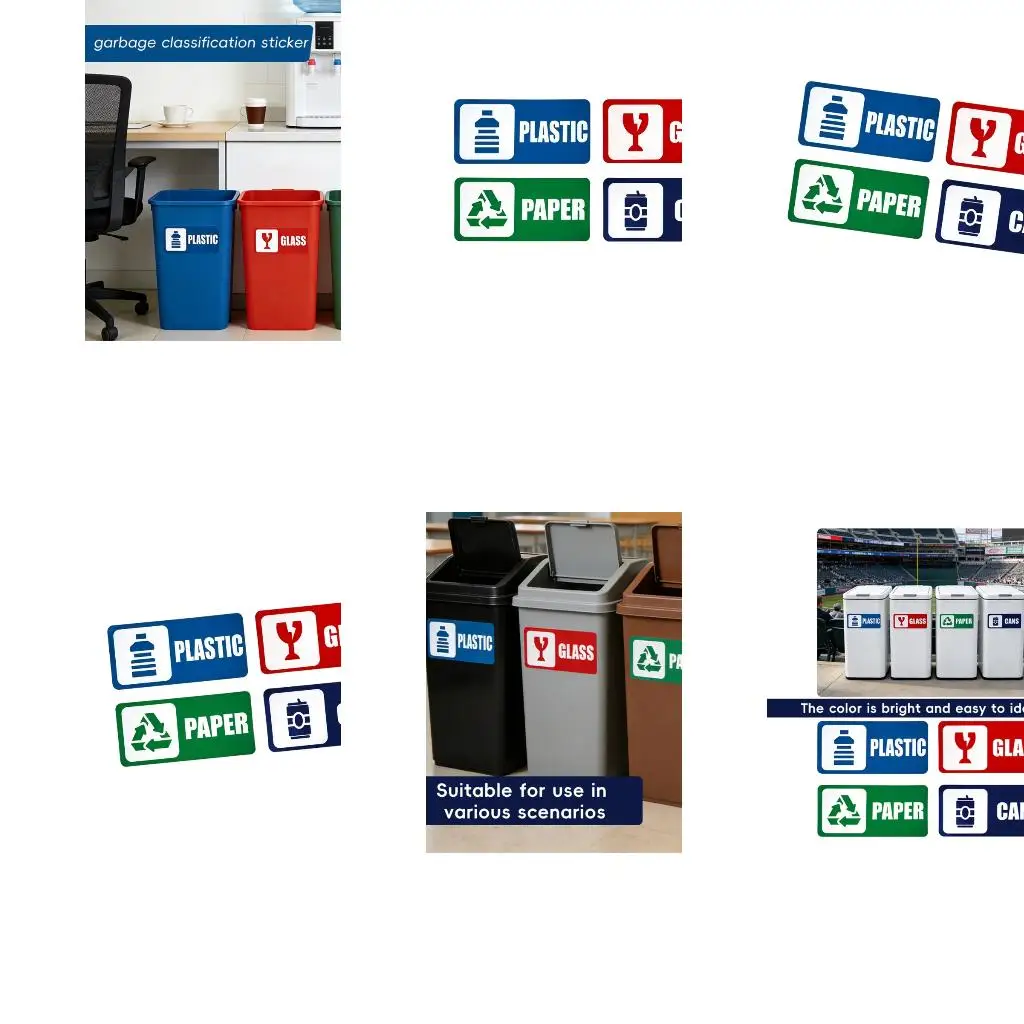  8Pcs Recycling Bin Labels Weather Resistant Sticker Set For Schools Communities