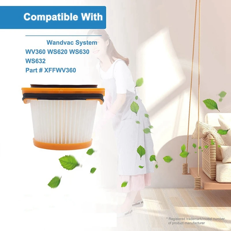 فلتر بديل لنظام القرش واندفاك ، WV360 ، WS620 ، WS630 ، WS632 ، عصا لاسلكية فراغ ، الأجهزة إلى XFFWV36 ، تعزيز ، 6 قطعة