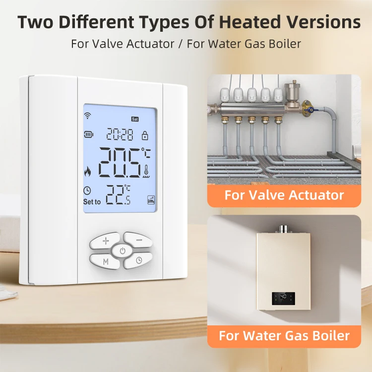 AVATTO Zigbee 온도조절기 Tuya 스마트 온도 컨트롤러, 가스 보일러 액추에이터용 배터리 전원, 알렉사 구글 홈과 작동