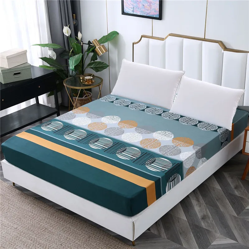LAGMTA 1 Pc 100% Polyester Printing Fitted Sheet Mattress Cover Four Corners With Elastic Band Bed Sheet