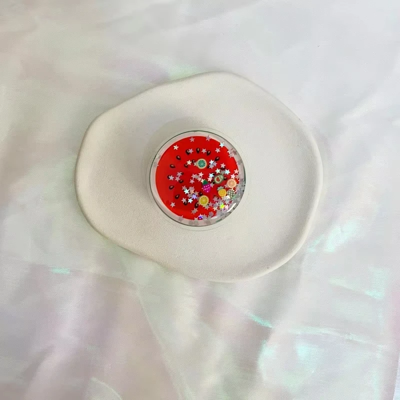 Korean Cute Cartoon Fruit Glitter Jelly Phone Grip Stand Holder For iPhone 15 14 Samsung Huawei Xiaomi Universal Finger Bracket