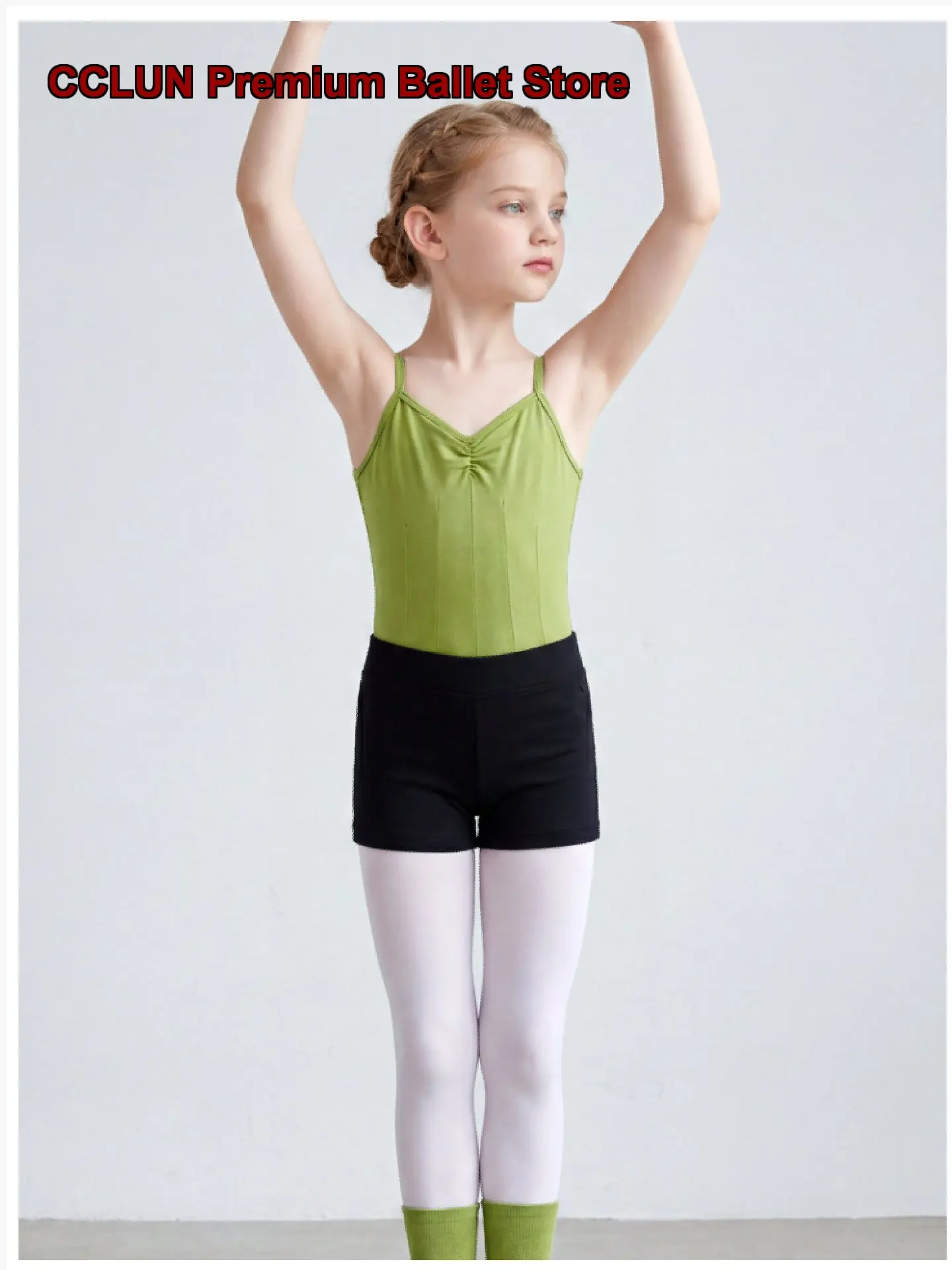 Children's Girls Dance Green Camisole Body Suit Summer Jump Set Toddler Chinese Dance Kids